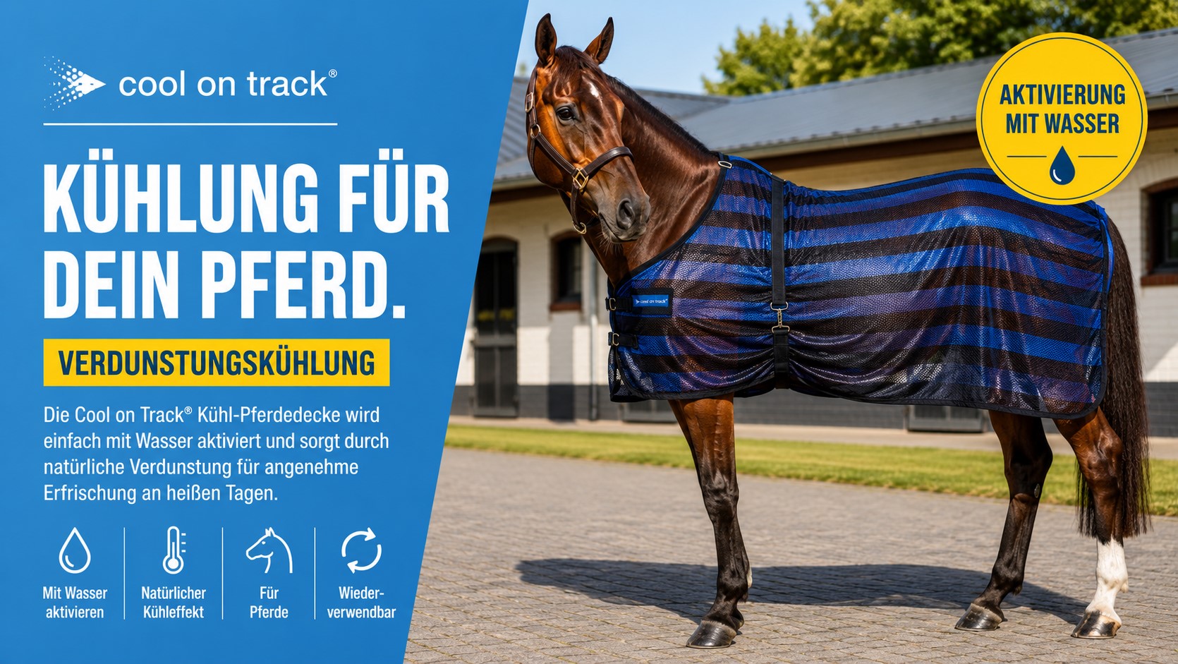 Cool on Track Kühl-Pferdedecke für Pferde mit Verdunstungskühlung