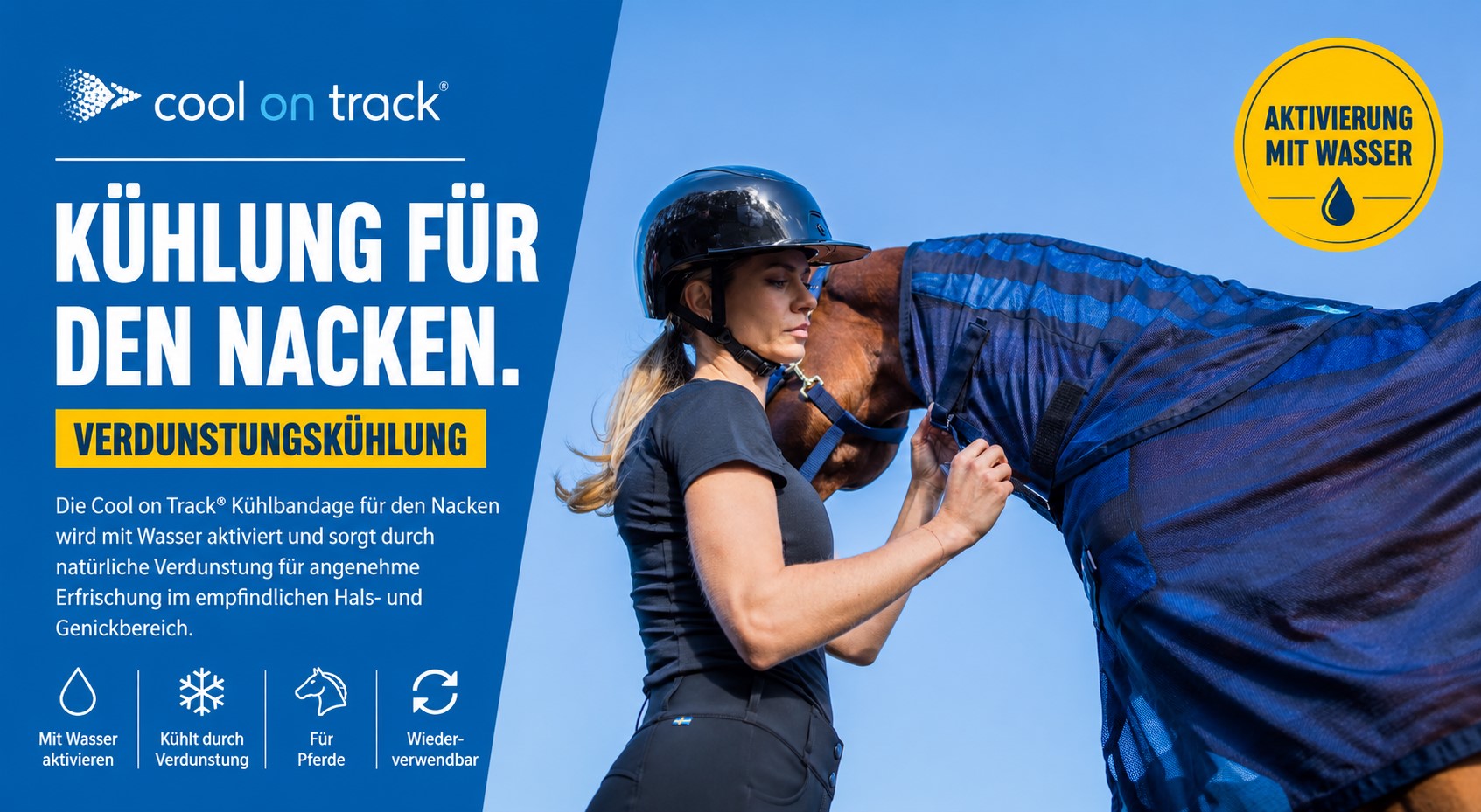 Cool on Track Kühlbandage für den Nacken am Pferd